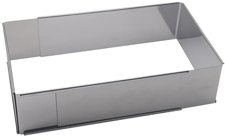 LOPYXBR Tortiera rettangolare regolabile 30 x 20 cm-50 x 35 cm, teglie quadrate estensibili, in acciaio inox, per torte, mousse, dessert (altezza 8 cm)
