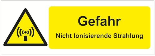 Indigos UG - Schild Gefahr nicht ionisierende Strahlung - 210x74 - Hotel, Firma, Schutz, KITA, Arzt, Praxis - Sicherheit - Warnung - Aluverbundplatte 3mm, Wohnung - Hinweisschild - Warnschild