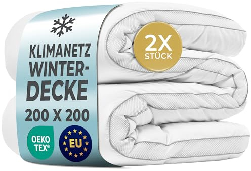 LILENO HOME Premium Winterdecke 200x200 cm [2er Set] mit CoolComfort Klimanetz - extra weiche Bettdecke 200x200 cm als Steppdecke - als warme Winter Decke - Kochfest bis 95°C