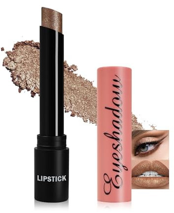 Rouge a Levre Fard a Paupiere Pailleté Métallique, Multi-Usage Waterproof Shimmer Lip Tint Gloss & Fards à Paupières Longue Tenue, Très Pigmenté Finition Diamant, Maquillage Cadeau Femme-03 Bronze