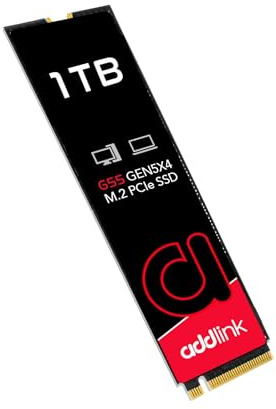 Addlink G55 1TB PCIe 5.0 Gen5 NVMe M.2 SSD - Tot 10.200 MB/s - Gaming, Fotografie, Videobewerking & Design - Interne Solid State Drive (ad1TBG55M2P)
