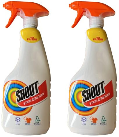Shout Stain Remover Spray, 2 x 500ml - Triple Acting Laundry Stain Remover, Effective on Tough Fabric Stains