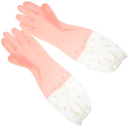Didiseaon 2pairs Robust Rubber Dishwashing Gloves Kitchen Gloves Antislip Texture Reusable for Women