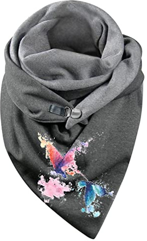 IQYU Mulltuch Schal Erwachsene Winter Turban Wickelschal Tücher Schal Mit Reißverschluss Set Damen (Grey, One Size)