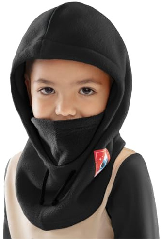 SIROKO - Skid- och snowboard-balaclava för barn, trollsvart, Svart, one size