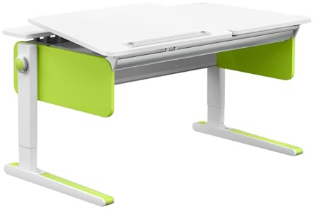 Moll Champion Left Up Kinderschreibtisch höhenverstellbar | mitwachsend & ergonomisch mit geteilter, neigbarer Tischplatte & gerundeten Ecken | ideal für Schulkinder | Made in Germany (Soft-Grün)
