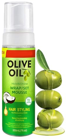 Olive Oil Styling Mousse - Natural Moisturizing Hair Mousse - Hair Styling Curling Mousse Strong Hold Hair Mousse(200ml)