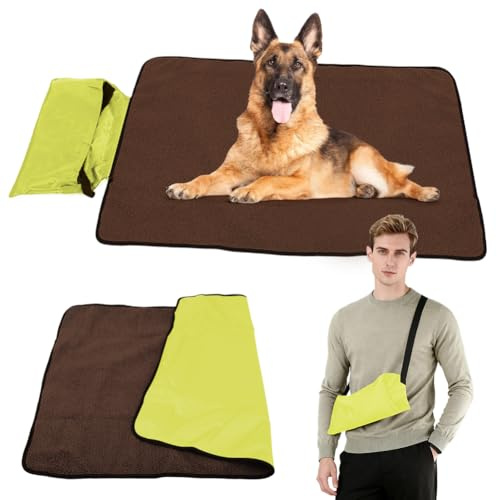 Hundedecke für Unterwegs, Faltbare Wasserdichte Haustier Decke Camping Decke Hund Katze Mat Wärmende Decke, Hundebett Hundematte für Outdoor Innen Große Reisedecke für Haustier, 100 x 70 cm (Grün)