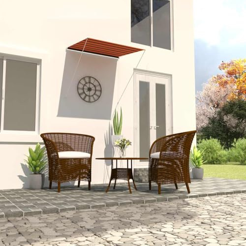 Toldo Retráctil Exterior 150x150 cm, Acero y Poliéster con PA, Enrollable Manual, Resistente al Agua y UV, Toldos Exterior Enrollable, Toldo Jardín, para Terraza y Patio, Color Naranja y Marrón