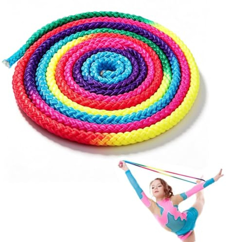 Frdhee Gymnastikseil Kinder Ohne Griff, 2,8 Meter Springseil Kinder Seil Rhythmische Sportgymnastik Regenbogenseil Nylon Regenbogen Farbe Rhythmische Gymnastik Seil Gymnastik Seilspringen