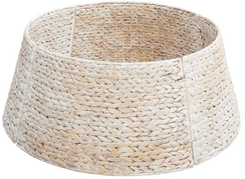 vidaXL Collier de Sapin de Noël Blanc 60 x 60 x 22 cm Jacinthe d'eau, Décoration de Noël Ronde Moderne, Base d'arbre Festive, Accessoire Tendance pour Votre Salon