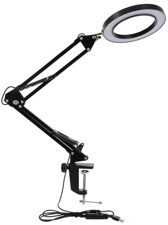 OATIPHO LED Magnifying Lamp with Spring Balanced Arm and Rotating Head