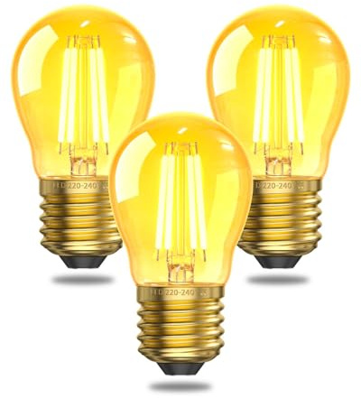 TobeBright E27 LED Vintage Glühbirne G45 2.5W - Edison Filament Lampe Bernstein Warmweiß 2200K,Nicht Dimmbare Retro Glühlampe Ersetzt 20-25W,Dekolampe für Wohnzimmer, Restaurant,Café (3 Stück)