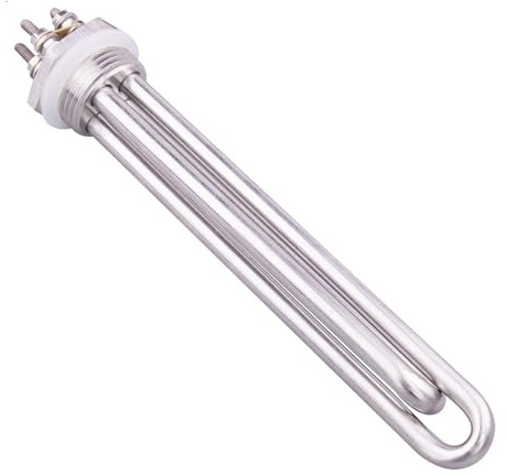 DN25 Immersion Heating Element 1Inch DC 12v/24v/36v/48v Tubular Electric Solar Water Heater SUS304 300w 600w 900w 1200w 1500w(Heater only,Grey,300W)