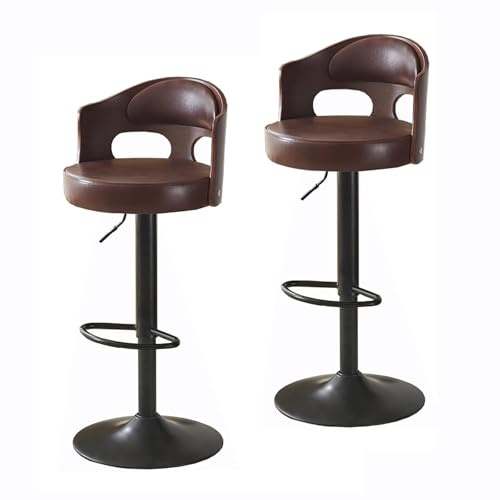 Barstolar I Metall Med Konstnärlig Design, Rygg Massivt Trä Klädd Sits, Snurrpall Kohudsits, Lyftbar Köksö(Gray,PU 2pcs)