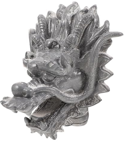 SHINEOFI Fontaine Murale de Jardin Tête de Dragon en Résine Gris Pierre 23X22X28 CM Robinet de Fontaine Décoratif pour Villa Extérieure Ornement D’Évier de Jardin Jet D’Eau Décoratif