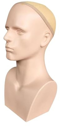 Allayu Tête de mannequin réaliste pour homme avec épaules, idéale pour présenter perruques, chapeaux, foulards, colliers, écouteurs, bijoux et accessoires. Mannequin d'entraînement pour la pratique du
