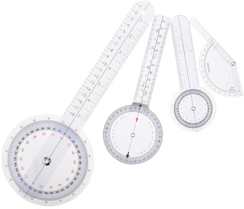 Cabilock Righello Goniometro Piccolo in Plastica 4 Pezzi per Misurazione Angoli Ortopedica Strumento di Misurazione Angolo Impugnatura Ergonomica per Analisi Colonna Vertebrale e Dita