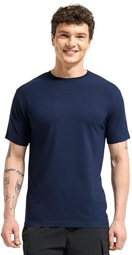 Wellbi Bamboo Men’s Tshirt Ultra-Soft, Breathable & Sustainable | Premium Bamboo Cotton Blend | Comfort | Stylish & Eco-Friendly T-Shirt for Men (UK, Alpha, M, Regular, Regular, Navy (Blue))