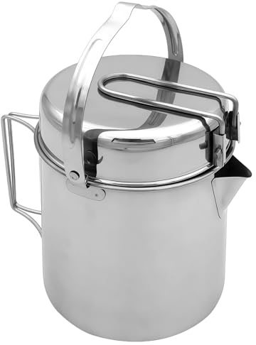 Set de casseroles de camping en acier inoxydable, marmite extérieure avec couvercle et fonction bol, kit compact pour randonnée, backpacking, bushcraft, cuisson au feu, usage survie en plein air