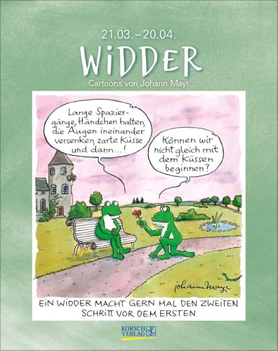 Widder 2026: Sternzeichenkalender-Cartoonkalender als Wandkalender im Format 19 x 24 cm.