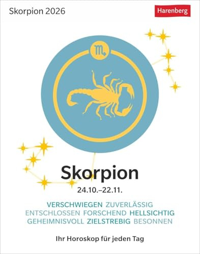 Skorpion Sternzeichenkalender 2026 - Tagesabreißkalender - Ihr Horoskop für jeden Tag: Tischkalender 2026 mit täglichem Horoskop. Kleiner Kalender mit ... die Sterne (Sternzeichenkalender Harenberg)