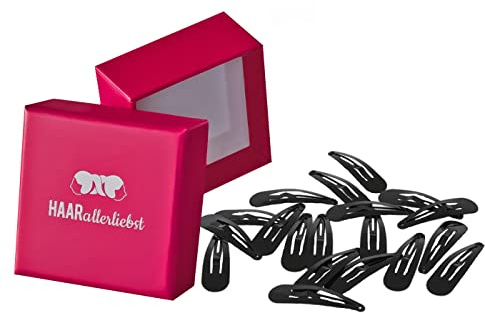Haarallerliebst Haarspangen klein für Kinder & Damen – 20 Stück in schwarz (4 cm) inkl. Aufbewahrungsbox – Ideal für dünnes & feines dunkles Haar