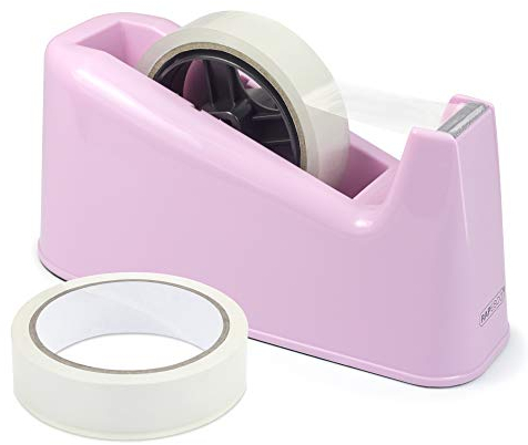 Rapesco 1487 500 Dispenser per Nastro Adesivo con 2 Rotoli di Nastro, Rosa