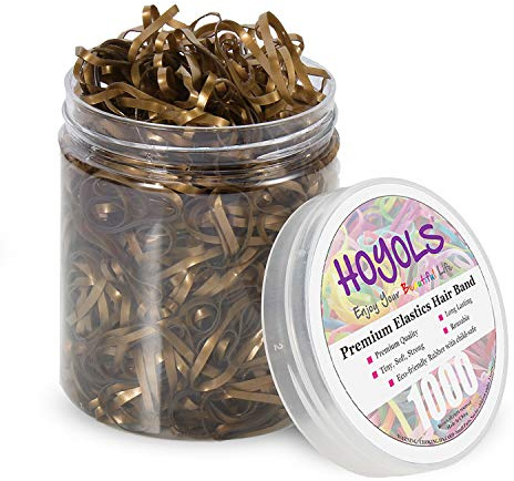 Hoyols Hair Elastic Rubber Bands Ties for Ponytail Braid Holder Pack (1000 Count (Pack of 1), Gold Matel)