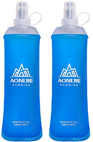 Azarxis Gourde Souple Flasque Running Bidon Sport Pliable Poche Hydratation Flacon Bouteille d'eau pour Randonnée Marathon (450ml - 2 Pièces)