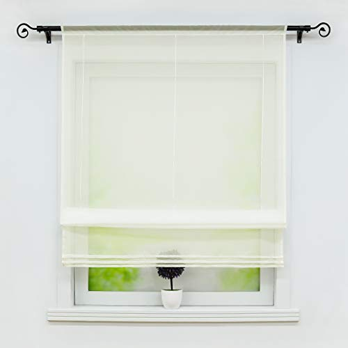 Joyswahl Voile Raffrollo mit Tunnelzug Transparente Unifarbiges Bändchenrollo »Sophia« Schals mit Stangendurchzug Fenster Vorhänge BxH 120x155cm Beige 1er Pack