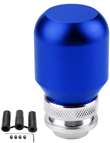 Fydun Pomello Cambio, Universale Pomello Leva Cambio Manuale con 3 Adattatori In Plastica 8mm, 10mm, 12mm, Manopola Cambio a Forma Di Sfera Rotonda Testa del Cambio per Auto(Blu)