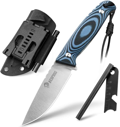 NedFoss HYENAS Survival Messer, 9CM FULL TANG Bushcraft-Messer 42a konform mit G10 Griff & Kydexscheide, Outdoor Messer mit Feuerstahl, Scharfe Jagdmesser in Geschenk-Box, Fahrtenmesser für Angeln