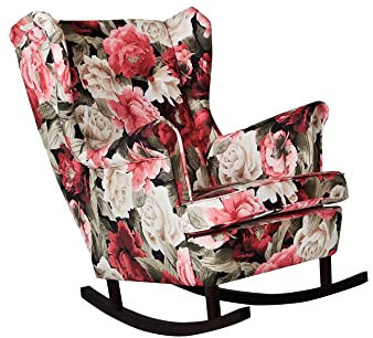 Family Meble Uszak-Schaukelstuhl im skandinavischen Stil | Traditionelles klassisches Design | Moderner Druck | Passt in jedes Interieur | Hochwertige Verarbeitung | Blumen