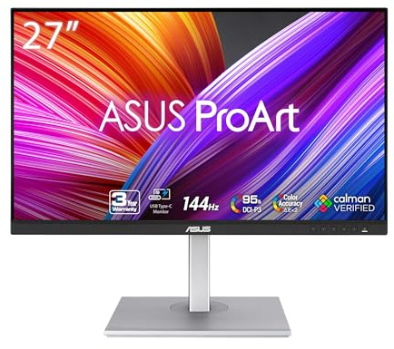 ASUS ProArt Moniteur 27 1440P (PA278CGV) IPS, QHD, 144Hz, 95% DCI-P3, E<2, Calman Verified, USB-C PD 90W, FreeSync Premium, DisplayHDR 400, Hauteur réglable