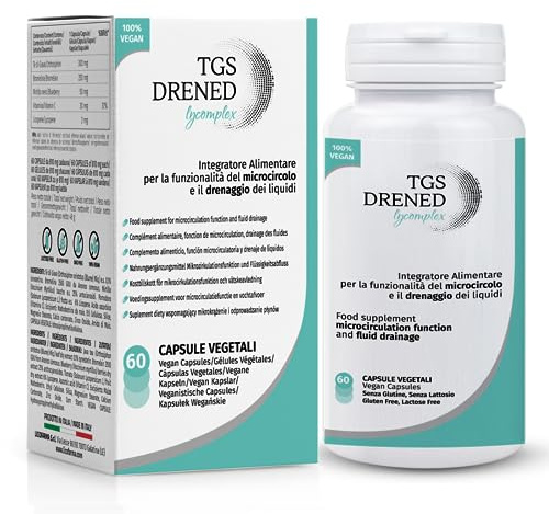 TGS Drened Lycomplex | Drainage Supplement | Nützlich bei Flüssigkeitsretention | Mit Orthosiphon, Bromelain und Blaubeere | 60 pflanzliche Kapseln