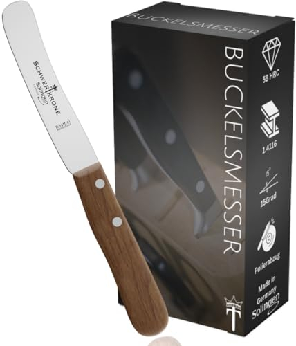 Schwertkrone Buckelsmesser Brotzeitmesser Frühstücksmesser aus Solingen Made in Germany Buche (1 Stück)