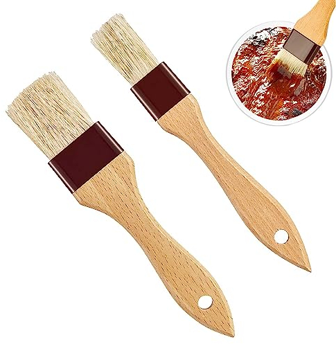 KIPTVO 2PCS Pastry Brushes, Cooking Wooden Pastry BBQ Basting, Sauce, for Bread Dough BBQ Sauce Baking Cooking
