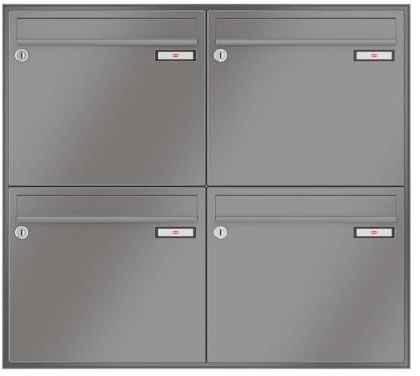 RENZ/Schattenfuge / 4er Unterputz-Briefkastenanlage Einbau-Briefkasten/RAL-Farbe 9007 Volumen 12 L/Dein-Briefkasten.de