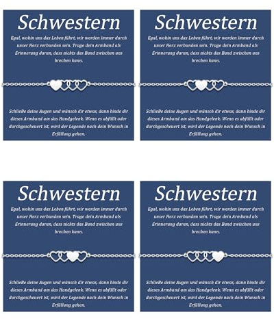 SUNSH 2/3/4 Stück Schwester Geschenk, Geschenk Schwester Geburtstag, Geschenke für Schwestern, Armband Damen, Freundschaft Geschenke - Weihnachten Valentinstag Geburtstag