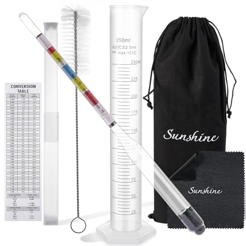 AOZ LIbei Hydrometer Set - for Mead, Wine, Kombucha and Home Brew Beer, Alcohol Tester Accessories Moonshine Still Kit Complete for Home Test Equipment-Specific Gravity Abv Tester
