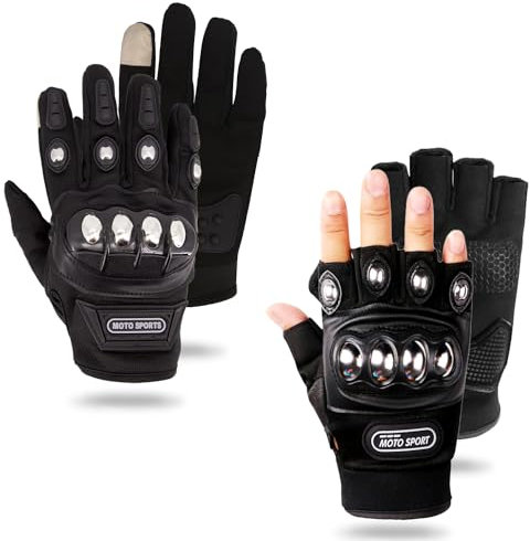Tupumo Fullfinger Motorcycle Gloves, Full Fingers Cycling Gloves, Non Slip Sim Dirt Racing Mountain Bike Leather Gloves for Men Riding Road Climbing Hunting Outdoor Sports
