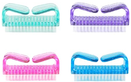 4 pennelli per la pulizia delle unghie, con manico in plastica, spazzole per la pulizia delle unghie, per manicure fai da te, uso domestico e salone (4 colori)
