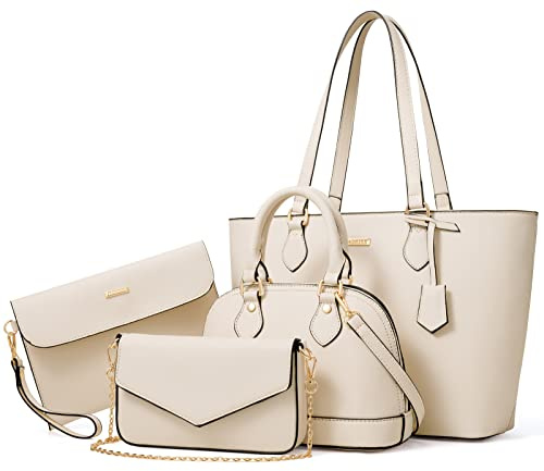 Bagsure Handtasche Damen Schultertasche Handtaschen Damen 4-teiliges Set | Elegante Tragetasche für Büro Schule Einkauf Reise, Große Tote Bag mit Reißverschluss, Handbags for Women Geschenke