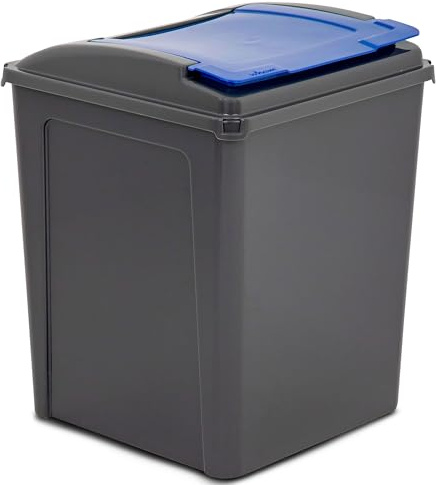 Poubelle 50L Noir-Bleu système tri déchets 50l Corbeille Papier bac Jaune