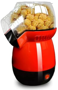 hxoity Fast Hot Air Popcorn Popper Machine Electric Popcorn Kernel Corn Maker with BPA and PVC Free Spoon Make Healthy Oil Free Popcorn Perfect for Home Family Party Kids(Red)