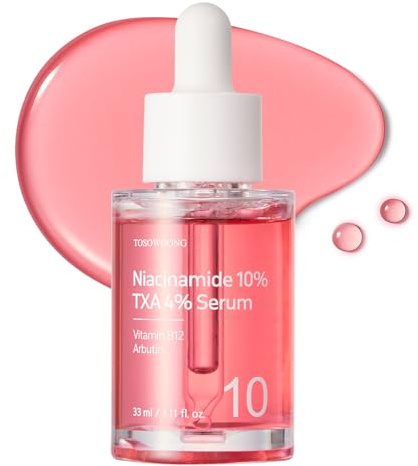 TOSOWOONG Niacinamid 10% + Tranexamsyra 4% Serum för Strålande Glass Skin | 2% Arbutin, TXA, Hyaluronsyra, Mörka Fläckar, Missfärgningar, Ojämn Hudton, Klarare Hy, Koreansk Hudvård, 33 ml