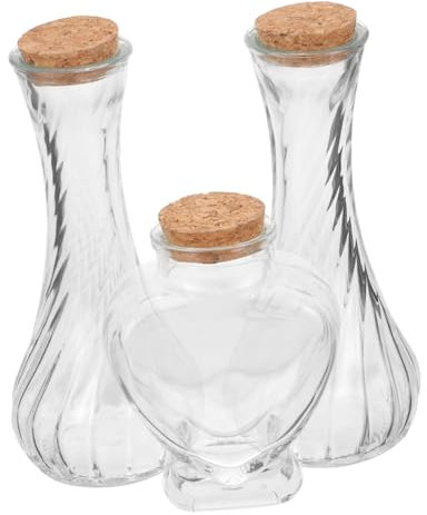 Garneck Juego De Botellas De Vidrio Para Ceremonias De Arena 3 Piezas Pequeñas Transparentes Tapón De Corcho Para Mensajes De Deseos y Manualidades De Boda