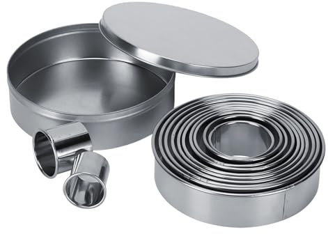 Cortador de galletas, Cortador de galletas circular de 12 piezas de acero inoxidable Cutter Cookie Cutter Cutters Circular Biscuit Donut R I N G M O LD S PARA HORABRA