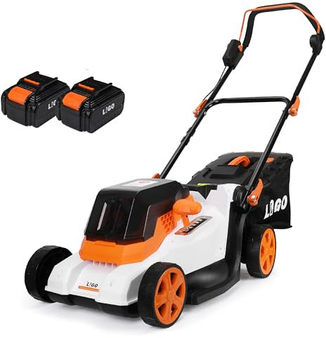 LIGO 40V Cordless Lawnmower,38mm Cutting Width, 40L Grass Bag, 6-Position Height, 2 * 4.0Ah Battery Powered Brushless Lawn Mover, Included 2*Fast Charger